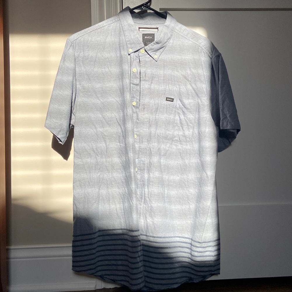 RVCA Gray Button Down Shirt with Pocket